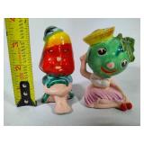 Retro Salt & Pepper Shakers:  Strawberry & Melon Heads
