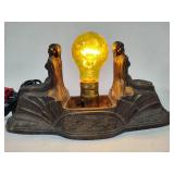 Art Deco Figural Statue Bronze Lamp - No Shade