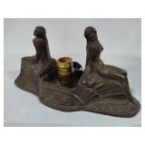 Art Deco Figural Statue Bronze Lamp - No Shade
