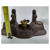 Art Deco Figural Statue Bronze Lamp - No Shade