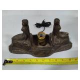 Art Deco Figural Statue Bronze Lamp - No Shade