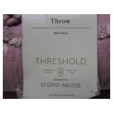 Floral Block Print Jacquard Throw Purple/Cream - Threshold  (set of 2)