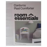 Full/Queen Corduroy Plaid Comforter Gray - Room Essentials