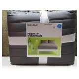 Full/Queen Satin Quilt Dark Gray - Room Essentials