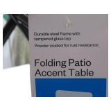 Glass Round Printed Folding Outdoor Portable Side Table Blue - Room Essentials