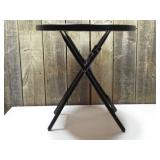 Glass Round Printed Folding Outdoor Portable Side Table Blue - Room Essentials