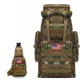 Tactical Hiking Utility Backpack with Crossbody Bag, Camouflage - Brand New
