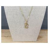 G Initial Necklace, 14K Gold-Plated Crown Pendant with CZ on 20-Inch Chain - Brand New