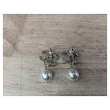 Brand New Pierced Earrings with Crystal Accents and Pearl Drops - Brand New