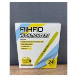24 Pack of Aihao Fluorescent Yellow Highlighter Chisel Tip Markers - Brand New