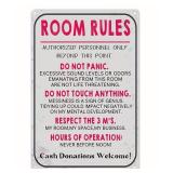 Authorized Personnel Room Rules Metal Sign, 8" x 12" - Brand New