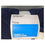 Room Essentials Throw 50 x 60 in Navy Quilted Exterior - Brand New