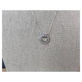 Dainty Smiley Face Necklace - Silver Color, 15" Long, 2" Extender - Brand New