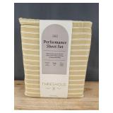 Threshold Performance Sheet Set - King Size - Yellow Striped - Brand New