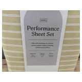 Threshold Performance Sheet Set - King Size - Yellow Striped - Brand New