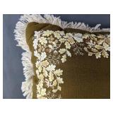 Brown Throw Pillow with Cream Embroidered Border - Brand New