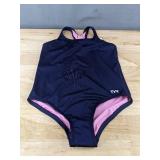 TYR Girls One Piece Bathing Suit Navy Blue Size LG 10/12 - Brand New *T