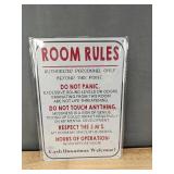 Authorized Personnel Room Rules Metal Sign, 8" x 12" - Brand New