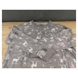 Cuddl Duds Gray Woodland Moose Print Pajama Set Top & Bottom, Size Petite Large - Brand New