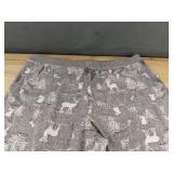 Cuddl Duds Gray Woodland Moose Print Pajama Set Top & Bottom, Size Petite Large - Brand New