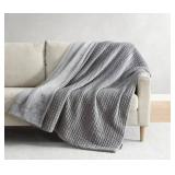 Ann Taylor Oversized Reversible Quilted Chevron Gray 60" x 70" Throw - Brand New