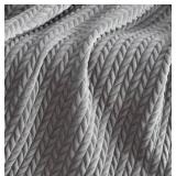 Ann Taylor Oversized Reversible Quilted Chevron Gray 60" x 70" Throw - Brand New