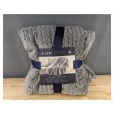 Ann Taylor Oversized Reversible Quilted Chevron Gray 60" x 70" Throw - Brand New