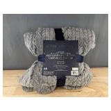 Ann Taylor Oversized Reversible Quilted Chevron Gray 60" x 70" Throw - Brand New