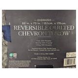 Ann Taylor Oversized Reversible Quilted Chevron Gray 60" x 70" Throw - Brand New