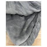 Ann Taylor Oversized Reversible Quilted Chevron Gray 60" x 70" Throw - Brand New