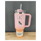 Stanley Quencher 40 oz H2.0 Pink Tumbler with Moon & Stars - New