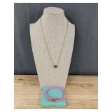 H Buckle 18" Necklace & Pink Cord Bracelet - Brand New