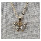 14K Gold Plated Butterfly 18" Necklace - Brand New