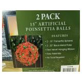2 LCG Florals 15 Inch Artificial Poinsettia Balls - Brand New