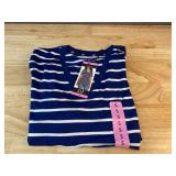 GAP Striped V-Neck Blue T-Shirt - Women