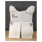 6 Pairs Under Armour UA Cotton Cushioned Crew Socks White Large - Brand New