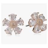 Brand New Betsey Johnson Crystal Flower Stud Earrings