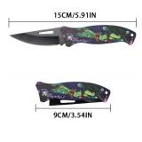 3 Ergonomic Utility Pocket Stainless Steel Knives - Joker, Wolves & Skull Lady - Brand New