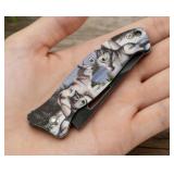 3 Ergonomic Utility Pocket Stainless Steel Knives - Joker, Wolves & Skull Lady - Brand New