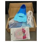 41 - Kids Swim Fins Blue Gradient Full-Foot - US 5 - New - Made in China