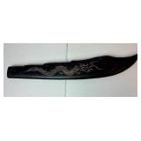 War Dragon Sword with Embossed Metal Handle and Wooden Scabbard