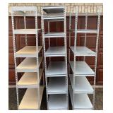 Three Metal Storage Shelving Units with Composite Board Shelves
