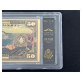 24K Gold Foil $50 Dollar Grand Canyon National Park Tribute Note 50mg