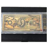 24K Gold Foil $50 Dollar Hot Springs National Park Tribute Note 50mg