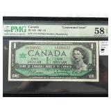 1967 Canada $1 Dollar Centennial Issue PMG EPQ58 Choice AU