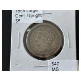 1855 Braided Hair Cent Upright 55