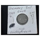 1943-G Third Reich 1 Reichspfennig