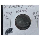 1943-G Third Reich 1 Reichspfennig
