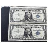 1957 A Blue Seal $1 Dollar Silver Certificates Consecutive