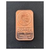 1 Ounce .999 Fine Copper Bar